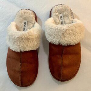 Steve Madden Slipper Suede Faux Fur Sz 8 Slip on